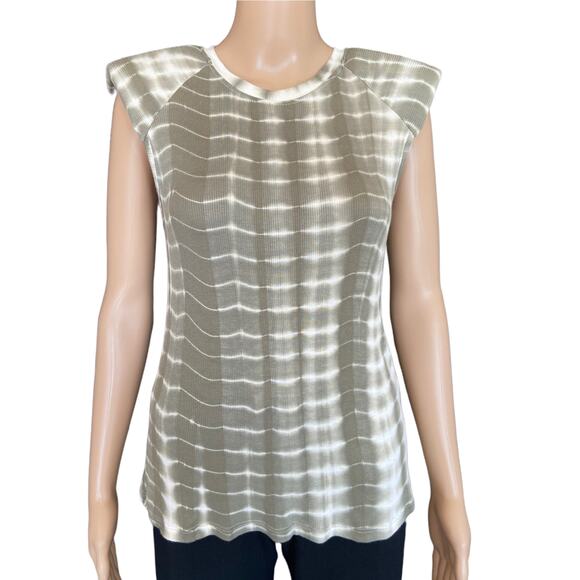 Sen Sage Tie Dye Padded Shoulder Top Size S - Picture 2 of 6